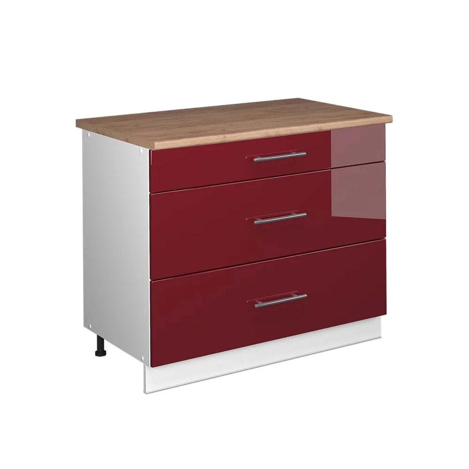 Vicco Küchenunterschrank Fame-Line Bordeaux Hochglanz/Weiß 100 x 82 AP Eiche Art Nr 61998