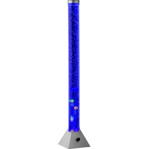 Dekorative Wassersprudelsäule, titanfarbig, mit LED-Beleuchtung und Fischen für Design-Stehlampen.