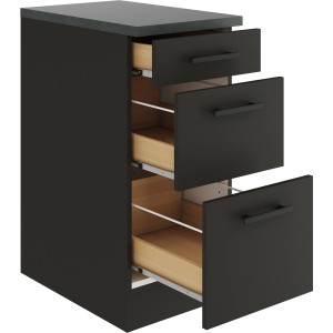 OPTIFIT Madrid420 Küchenunterschrank, 40 cm, Anthrazit Matt mit Schublade und Auszügen.