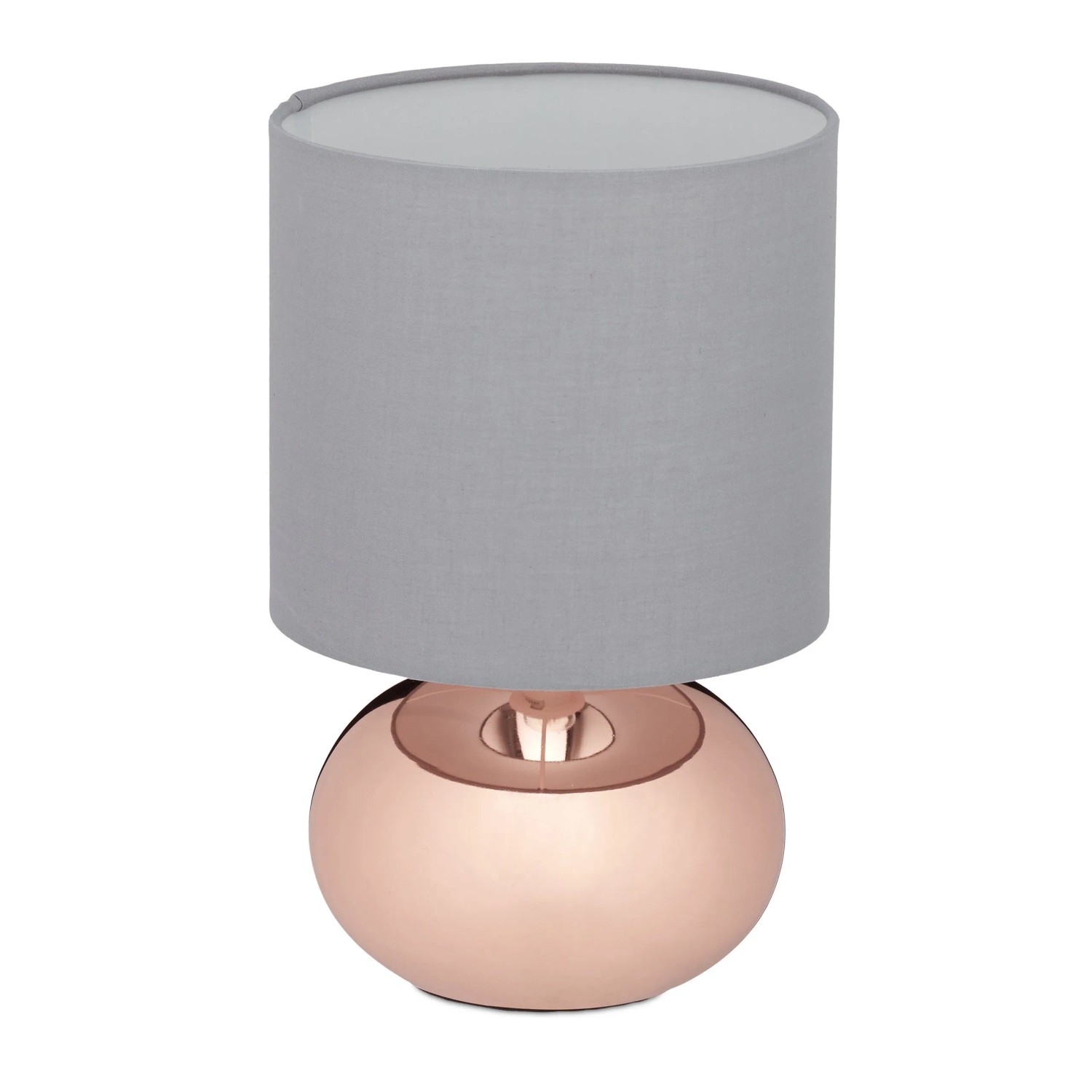 Relaxdays Nachttischlampe Eisen Stoff Kupfer Touch Dimmbar 28 cm x 18 cm 0,8 kg