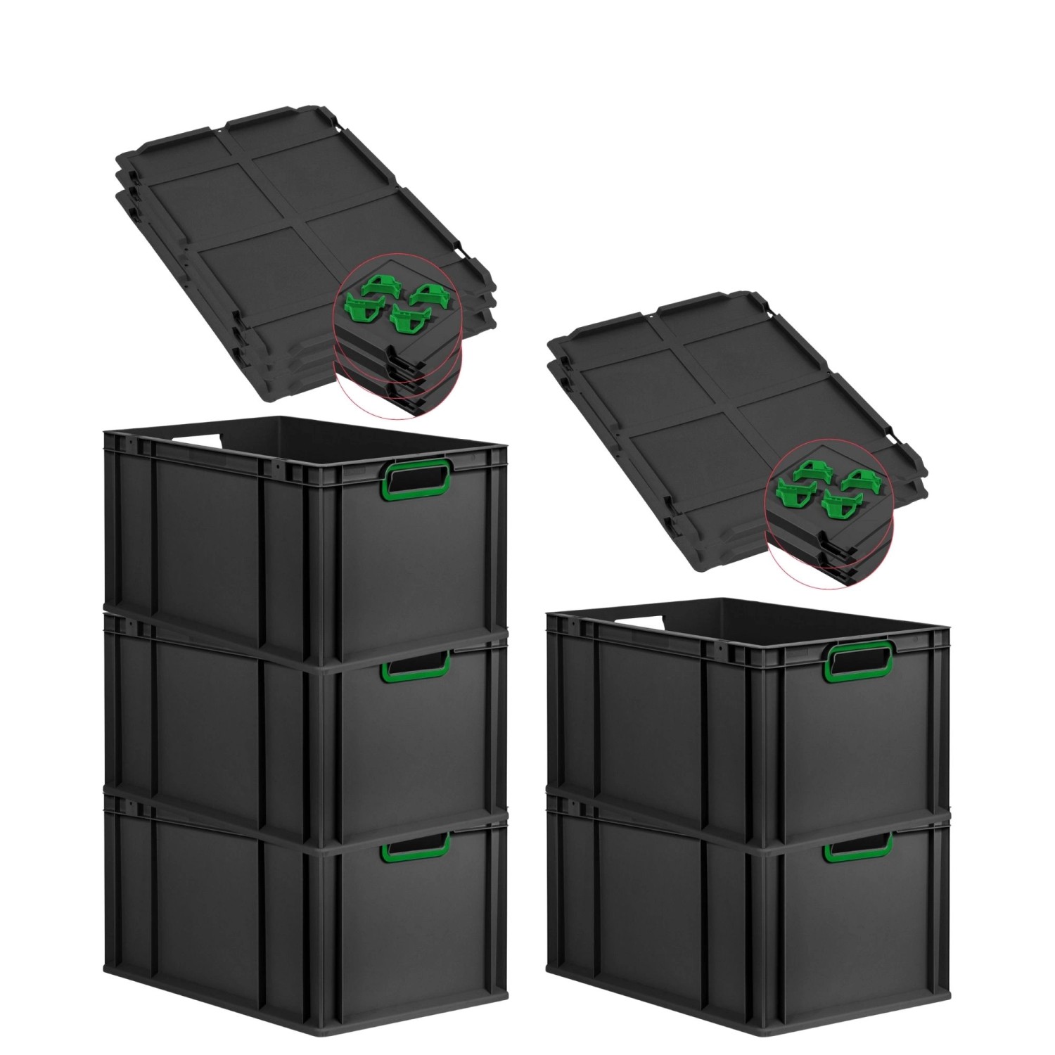 PROREGAL SparSet 5x Eurobox Nextgen Color Mit Auflagedeckel HxBxT 32x40x60c günstig online kaufen