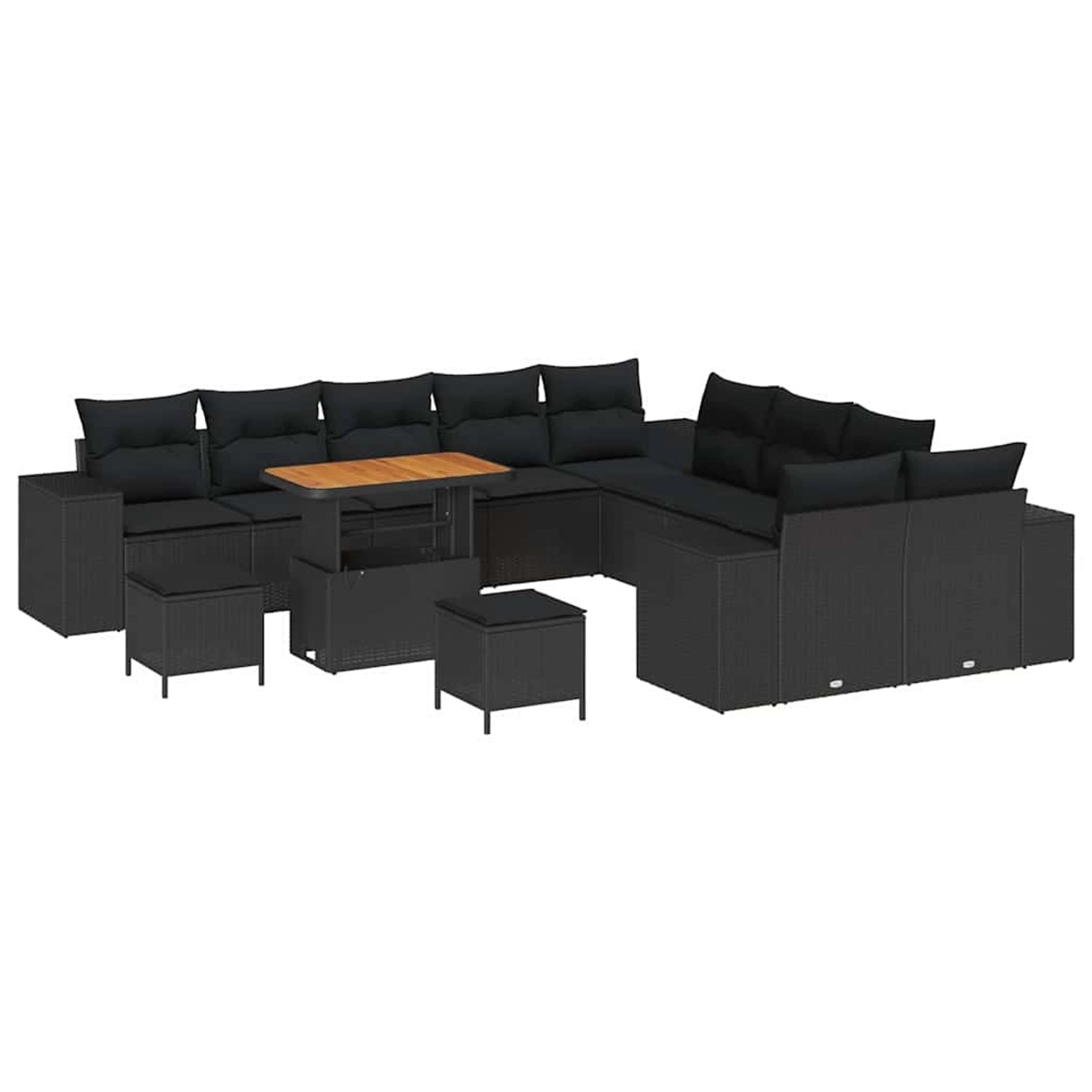 vidaXL Garten-Sofa-Set Höhenverstellbar 13-Tlg Schwarz Poly Rattan 3362064 günstig online kaufen