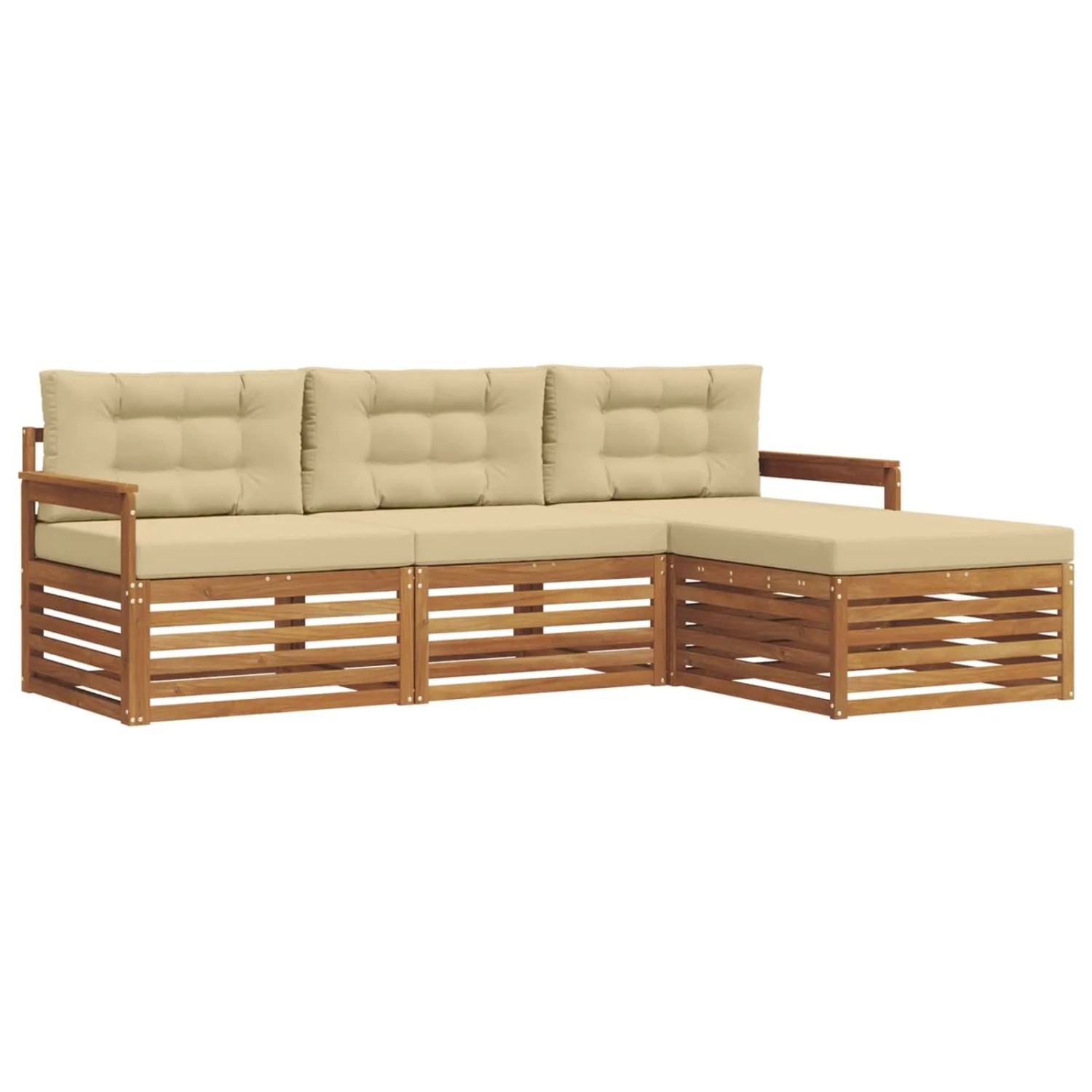 vidaXL Outdoor-Sofagarnitur mit Kissen 4-Tlg Natur und Beige 3373248