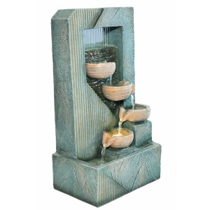 Granimex Wasserwand mit 4 Schalen, LED-Beleuchtung. Dekorative Gartenbrunnen für Innen und Außen.