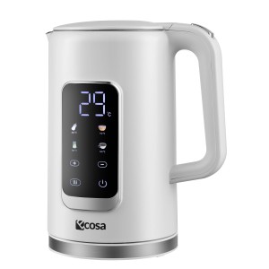 Weißer Ecosa Wasserkocher mit digitaler Temperaturanzeige und 1,7 L Fassungsvermögen.