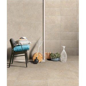 Beige Feinsteinzeug Bodenfliese Jurassic, 60x60 cm, matte Steinoptik für Innen- und Außenbereich.