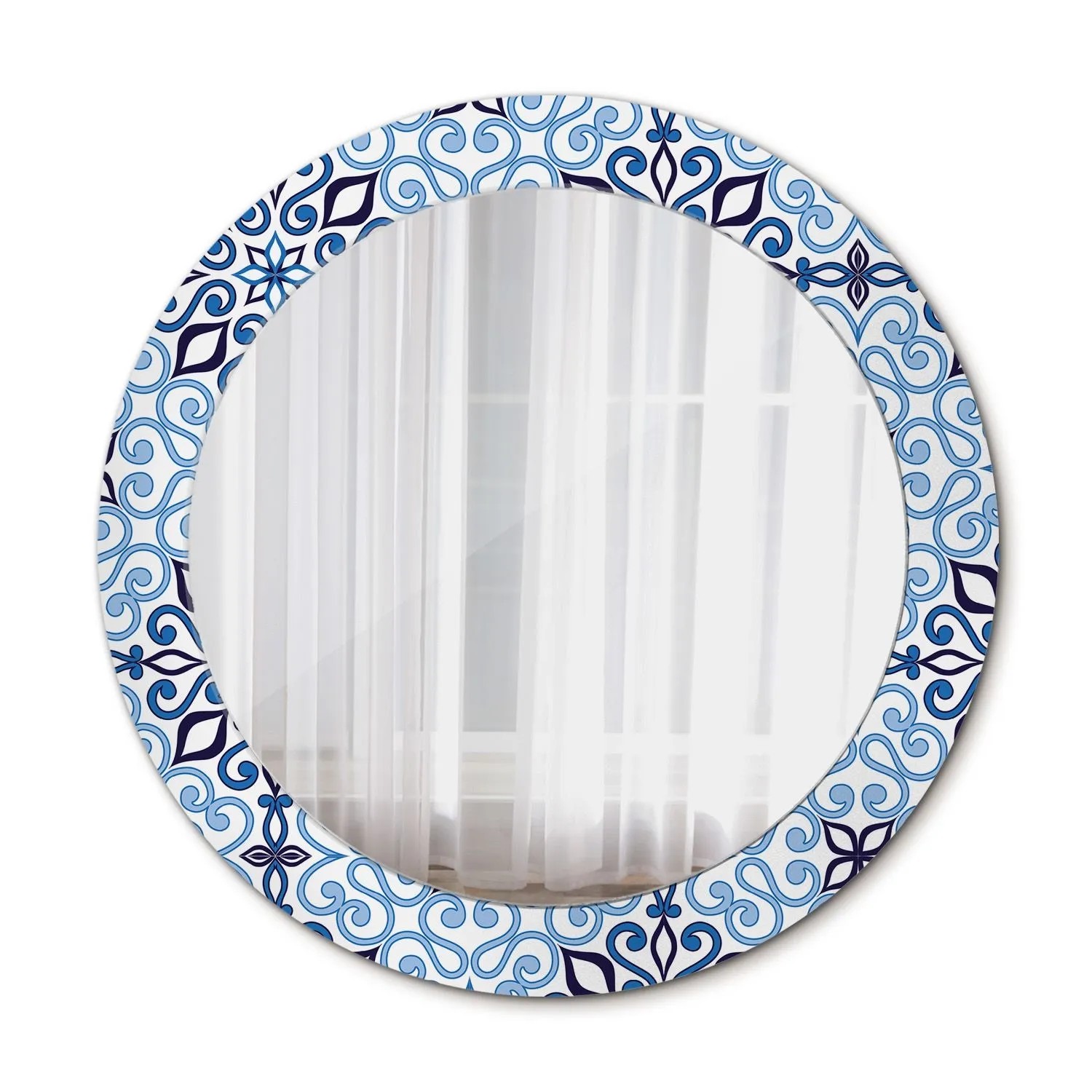Tulup Bedruckter Spiegel Blaues arabisches Muster 70x70 cm Runder Spiegel B günstig online kaufen