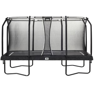 Rechteckiges Salta Premium Gartentrampolin, 396x244 cm, mit Sicherheitsnetz in Schwarz.