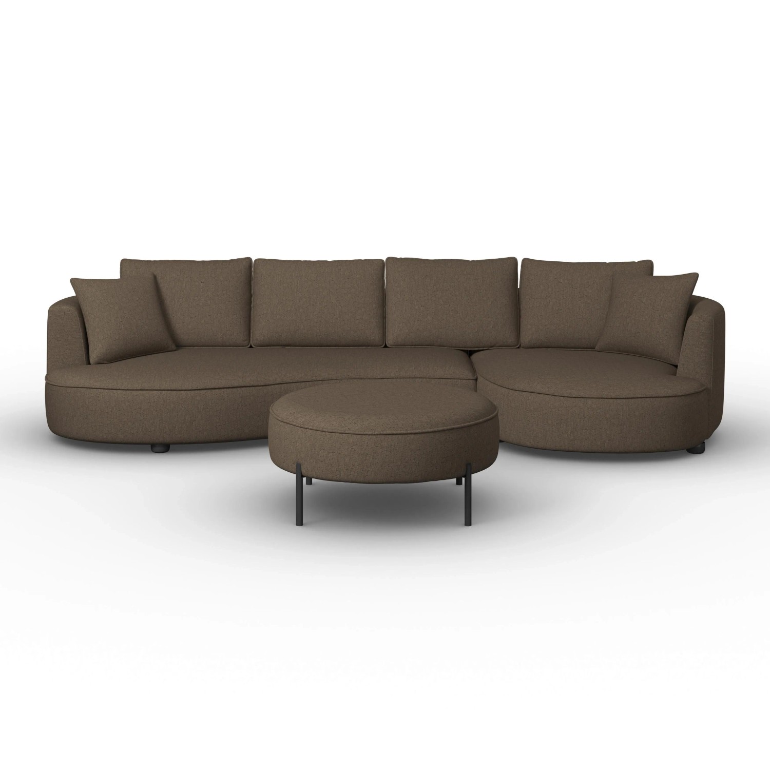 Bessagi Home Wohnlandschaft Nilas Braun Chenille mit Hocker