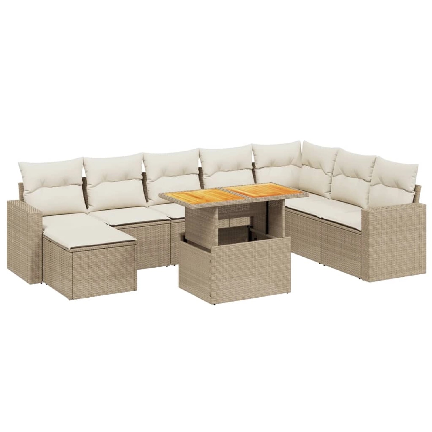 vidaXL 9-Tlg Garten-Sofagarnitur mit Kissen Beige Poly Rattan 3275627 günstig online kaufen
