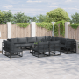 vidaXL Garten-Sofa-Set, 13-teilig, schwarz, Aluminium. Modulares Lounge-Set mit Tisch und anthrazitfarbenen Kissen.