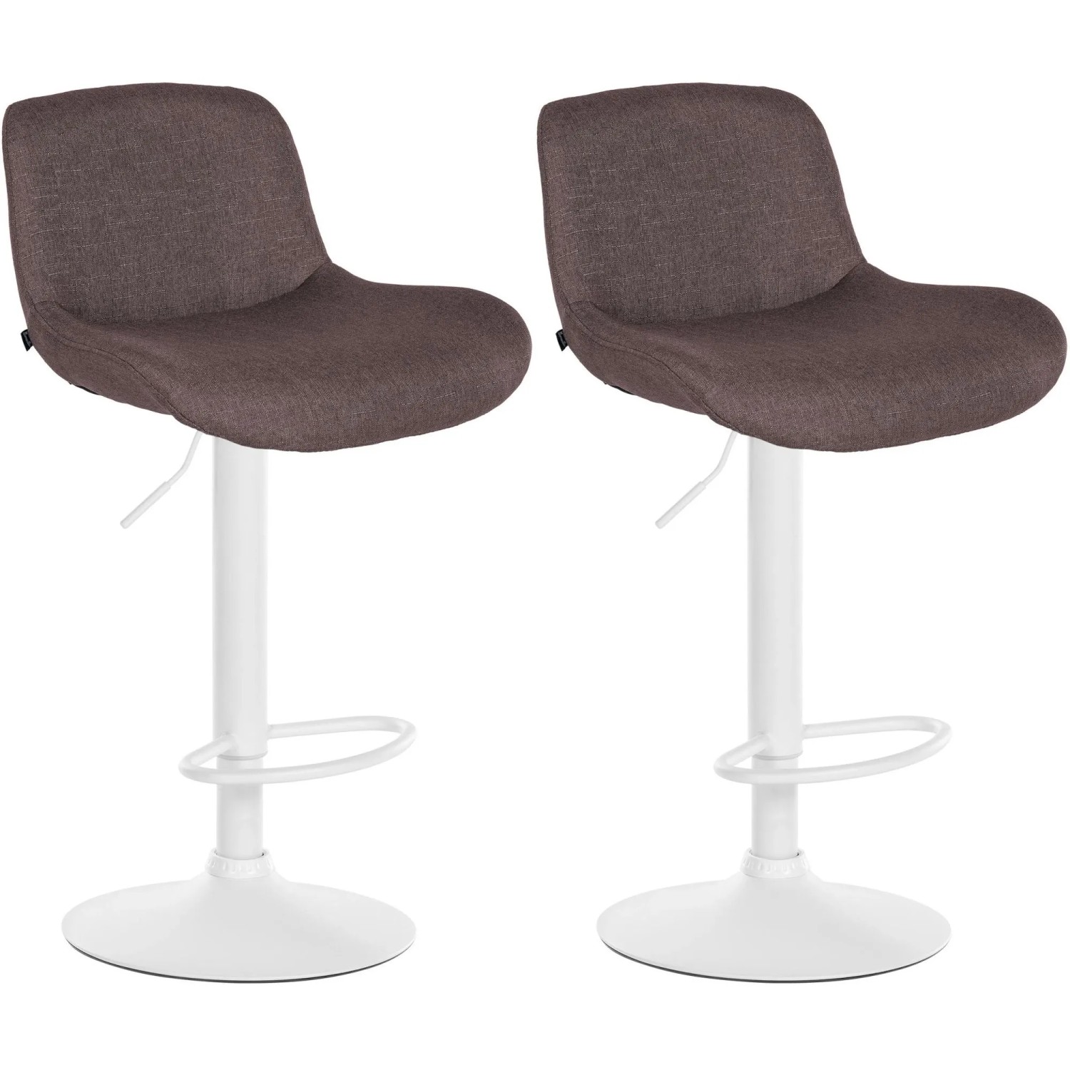 DELUKE 2er Set Barhocker PONOR Stoff Dunkelbraun 50x50x85cm Weiß Barstuhl Höhenverstellbar Mit Lehne Drehbar Tresenhocker Tresenstuhl