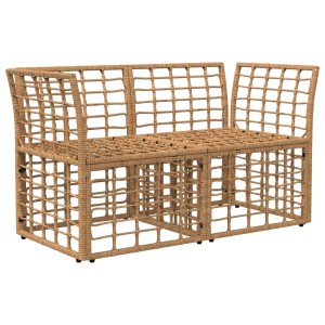 vidaXL Outdoor-Lounge 2-teilig aus naturfarbenem Poly-Rattan. Modulares Gartensofa mit offener Flechtstruktur.
