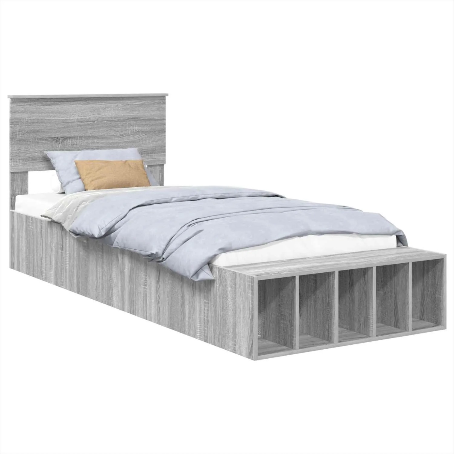 vidaXL Bettrahmen mit Regal Graues Sonoma 100 x 200 cm Holzwerkstoff 340840 günstig online kaufen