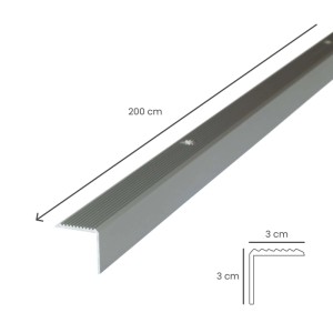 Dalsys Treppenkantenprofil 200cm, Alu Champagner, 30x30mm. Geriffelte Oberfläche für Trittschutz.