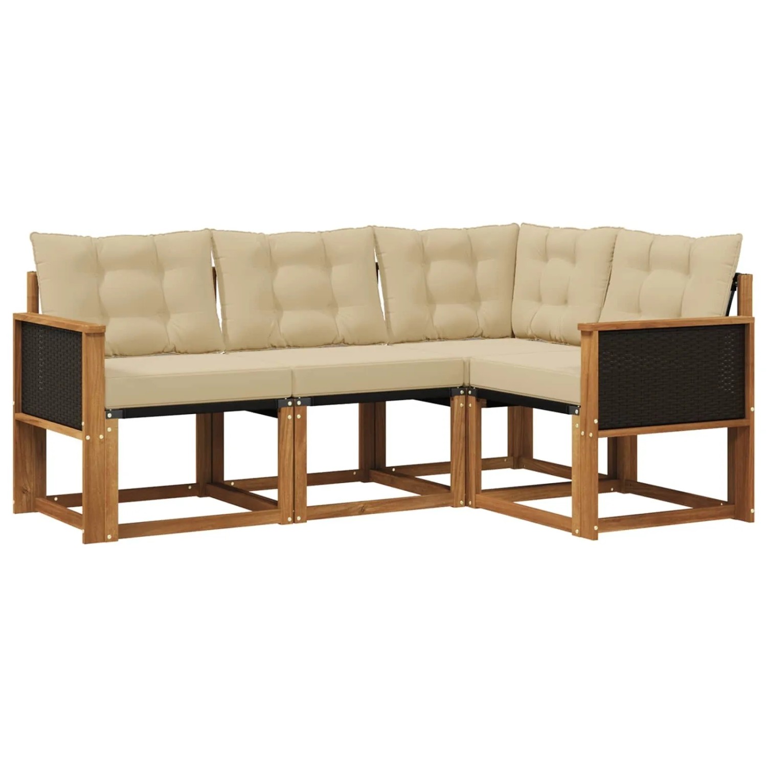 vidaXL Outdoor-Sofagarnitur mit Kissen 4 Stk Natur und Beige 3381913