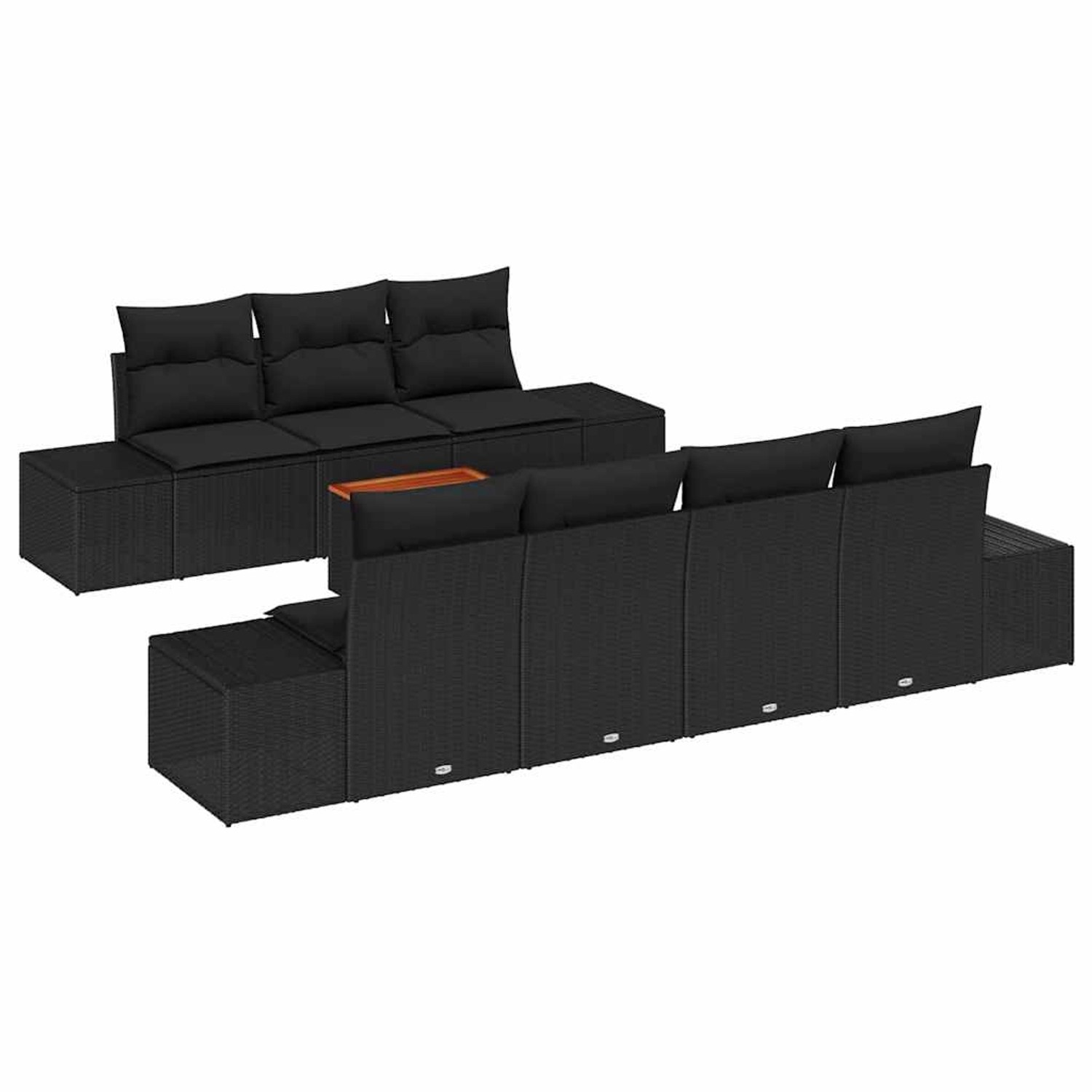 vidaXL Garten-Sofa-Set 8-Tlg Schwarz 3356588 günstig online kaufen