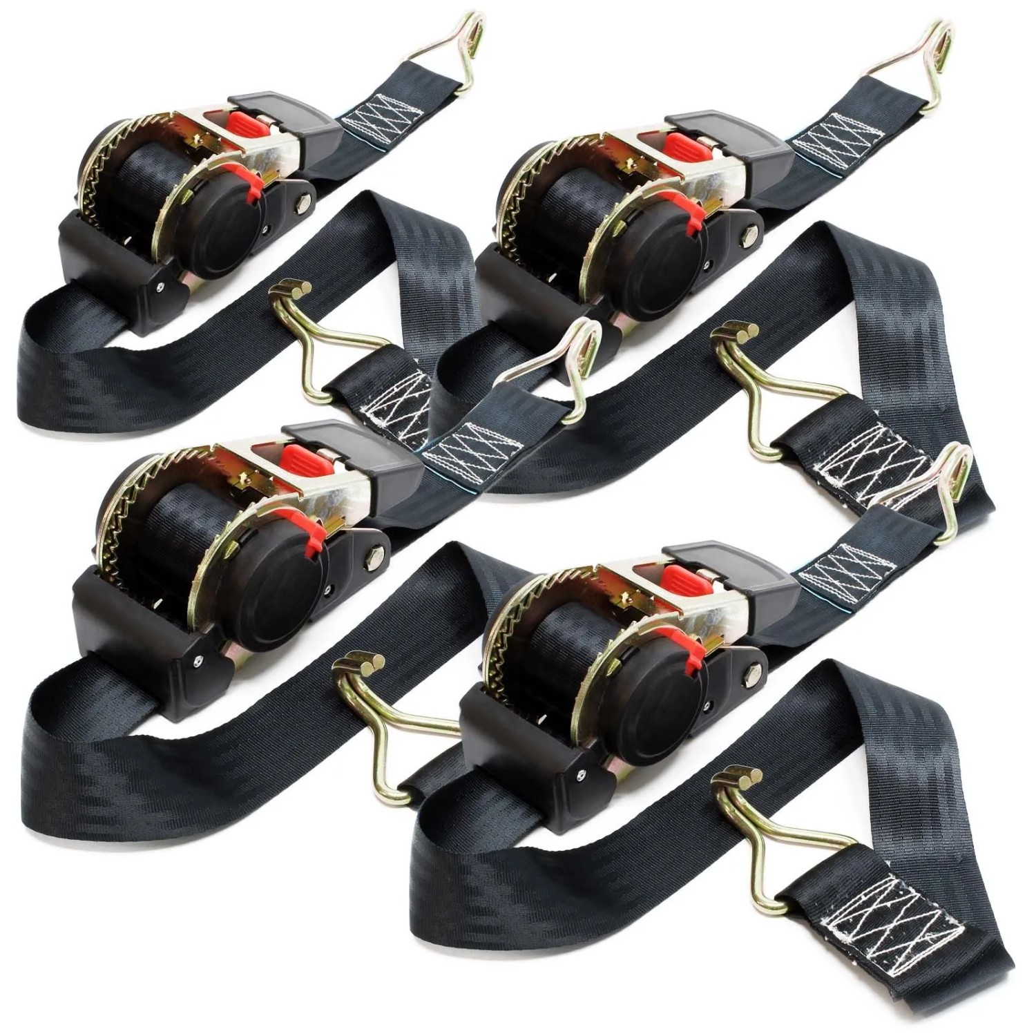 Wiltec Automatik Spanngurt 4Er Set 3M 50Mm 750Dan Pes Selbstaufrollend Zurrgurte