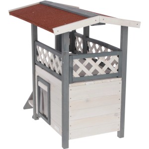 2-stöckiges Kerbl Katzenhaus Lodge Ontario mit Bitumendach und Schwingtür.