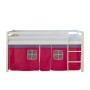 Homestyle4u Hochbett 90x200 Weiß Vorhang Pink 538_3