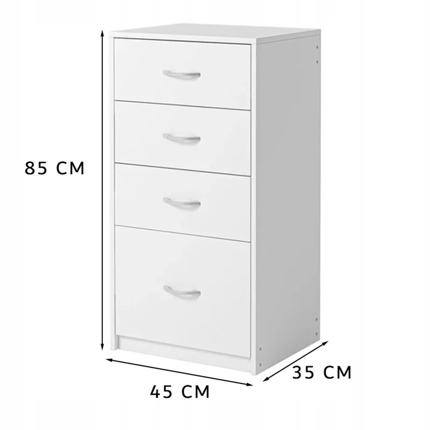 Rebiko Modernes Regal Mit 4 Schubladen Loft Weiße Kommode Büroschrank Groß 85 Cm_7