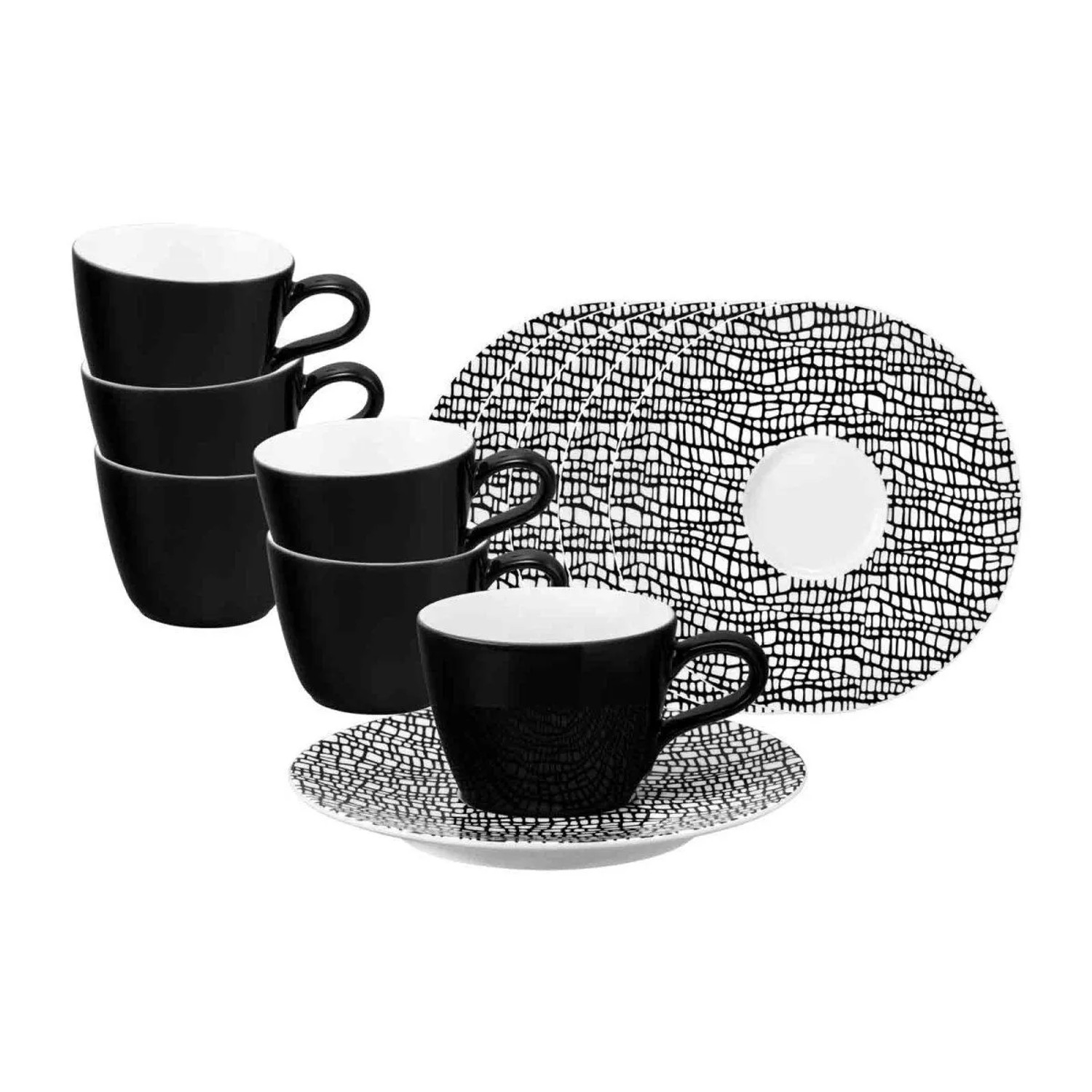 Seltmann Weiden Life Fashion Espressotasse mit Untertasse 90 ml 6er Set Glamorous Black