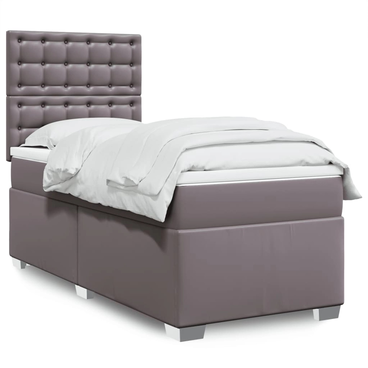 vidaXL Boxspringbett mit Matratze Grau 100x200 cm Kunstleder 3293010 günstig online kaufen