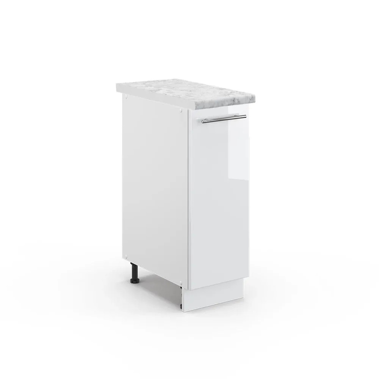 Vicco Apothekerschrank Fame-Line Weiß Hochglanz Weiß 30 cm AP Marmor