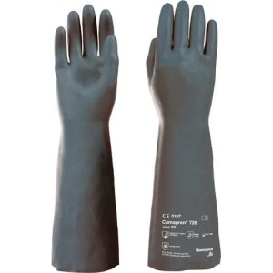 Schwarze Honeywell Camapren 726 Chemiehandschuhe Gr. 10, ideal für Labor und Industrie.