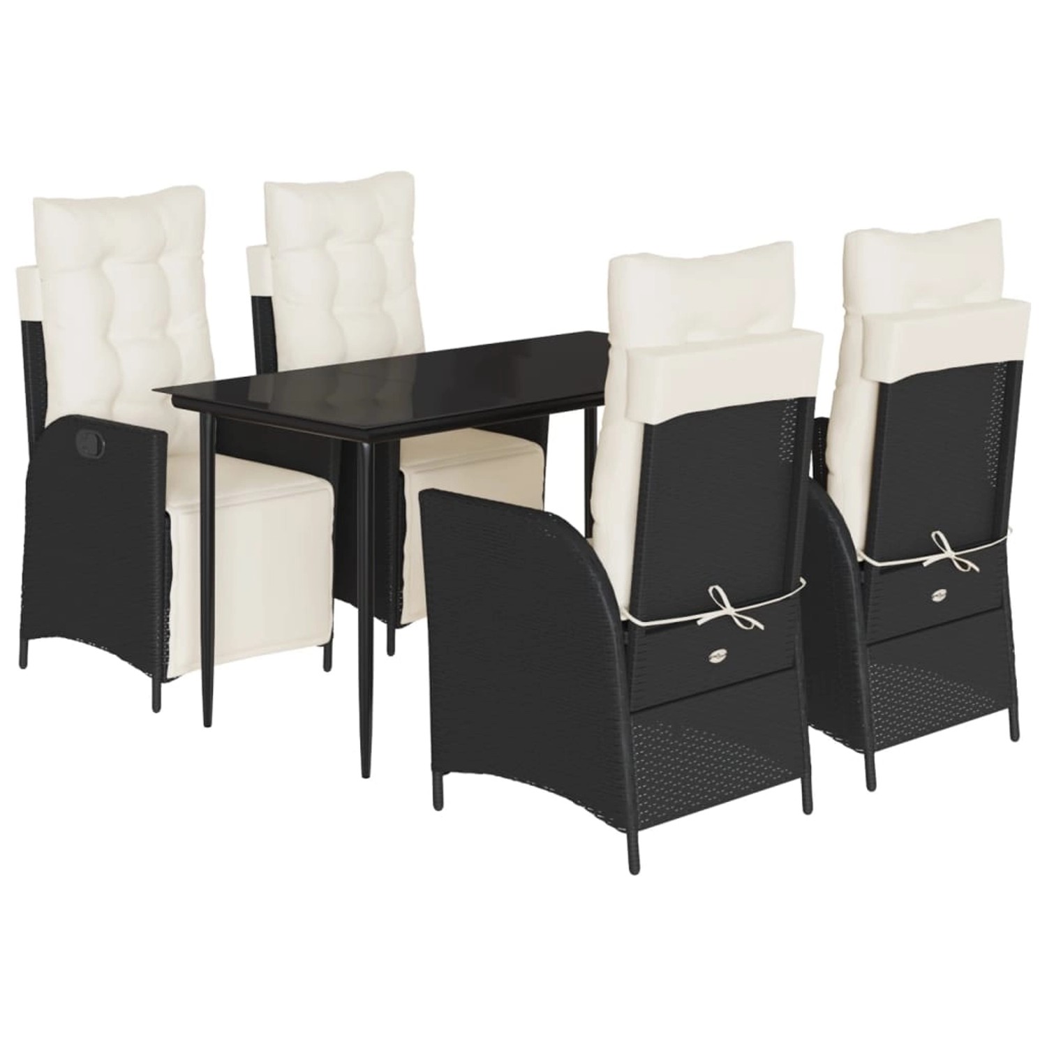vidaXL 5-Tlg Garten-Essgruppe mit Kissen Schwarz Poly Rattan 3213380 günstig online kaufen