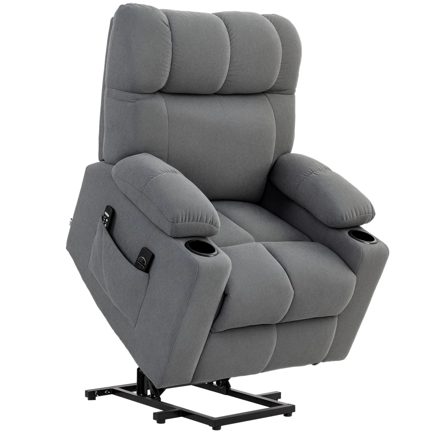 HOMCOM Sessel mit Aufstehhilfe Polyester Metall Grau 91L x 95B x 109H cm