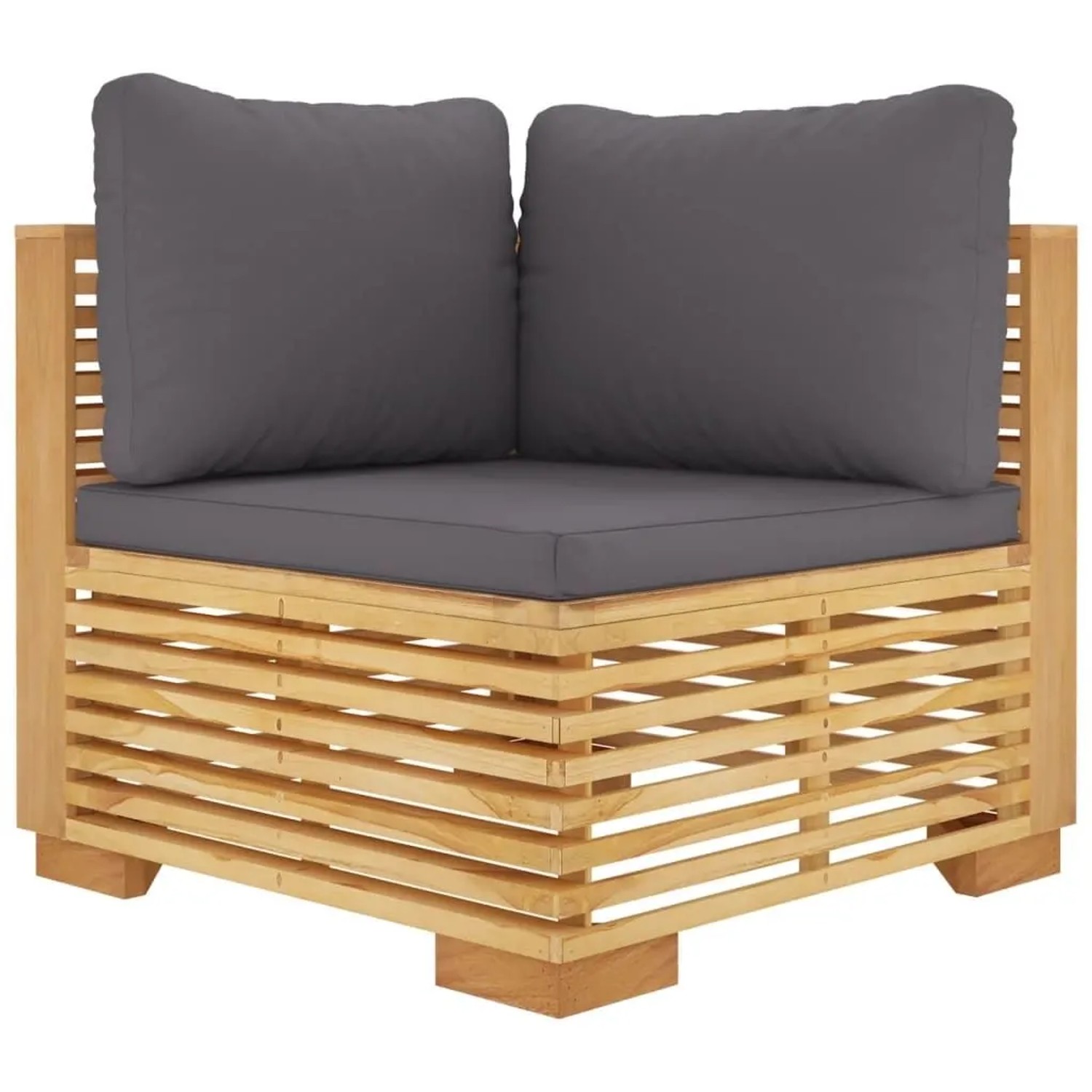 vidaXL Garten-Ecksofa mit Dunkelgrauen Kissen Massivholz Teak 319160
