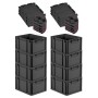 PROREGAL SuperSparSet: 8 schwarze Euroboxen mit Deckel, 20 Liter, für Lagerung und Transport.