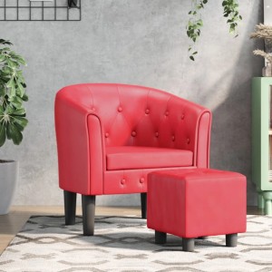 vidaXL Clubsessel mit Fußhocker Rot Kunstleder 356468