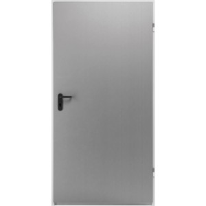 Eingehängtes ZK-Türelement, verzinkt, 1000x2000x80 mm, DIN links, mit schwarzem Türgriff.