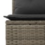 Detailaufnahme: Graue vidaXL Gartenmöbel Sofagarnitur aus Polyrattan mit Kissen.