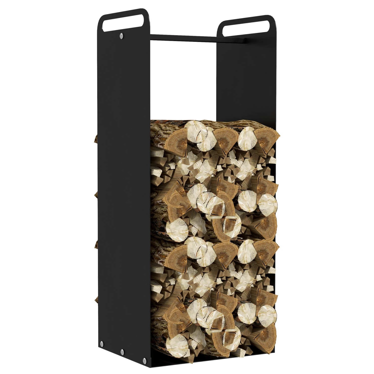 Outsunny Kaminholzregal Brennholzregal für Outdoor Indoor Stahl Schwarz günstig online kaufen
