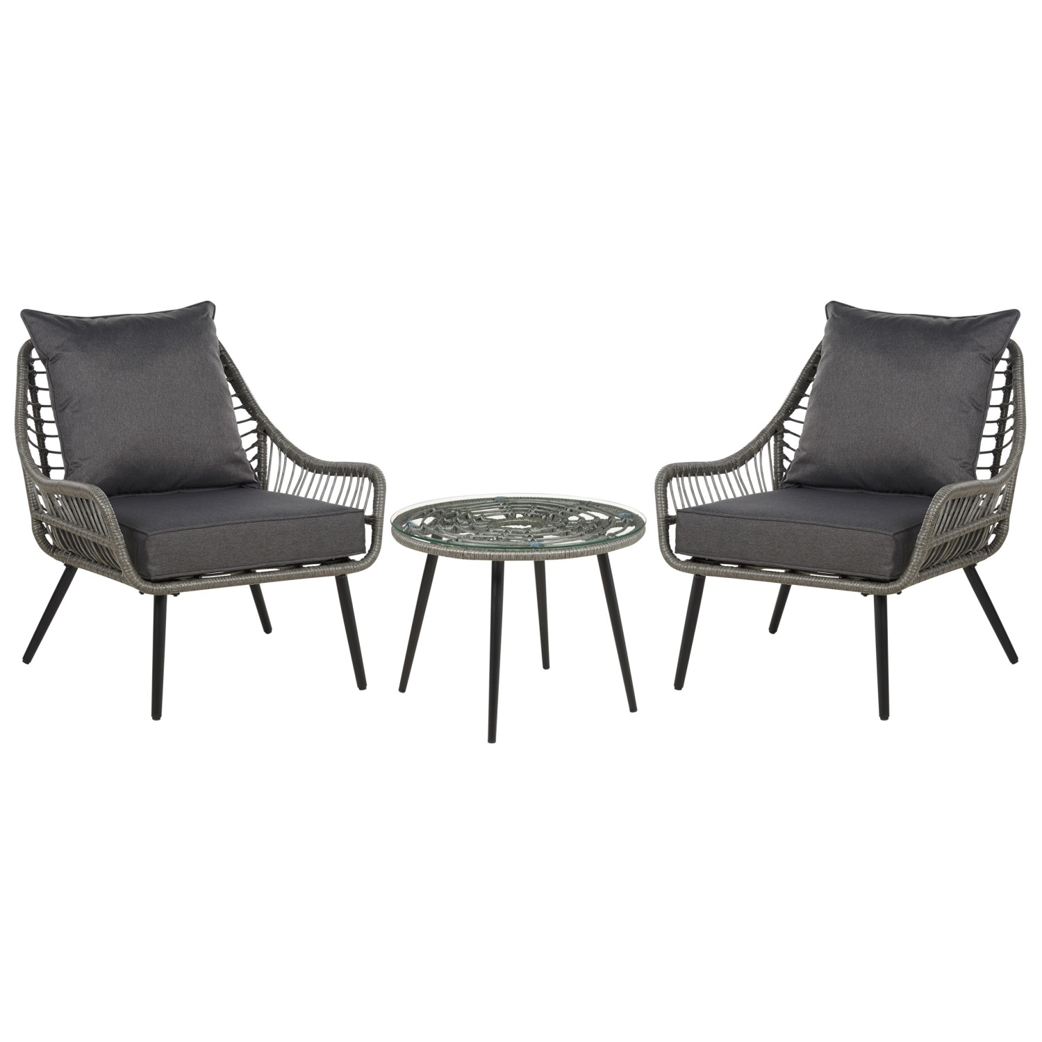 Beliani Bistro Set LAURETO Dunkelgrau