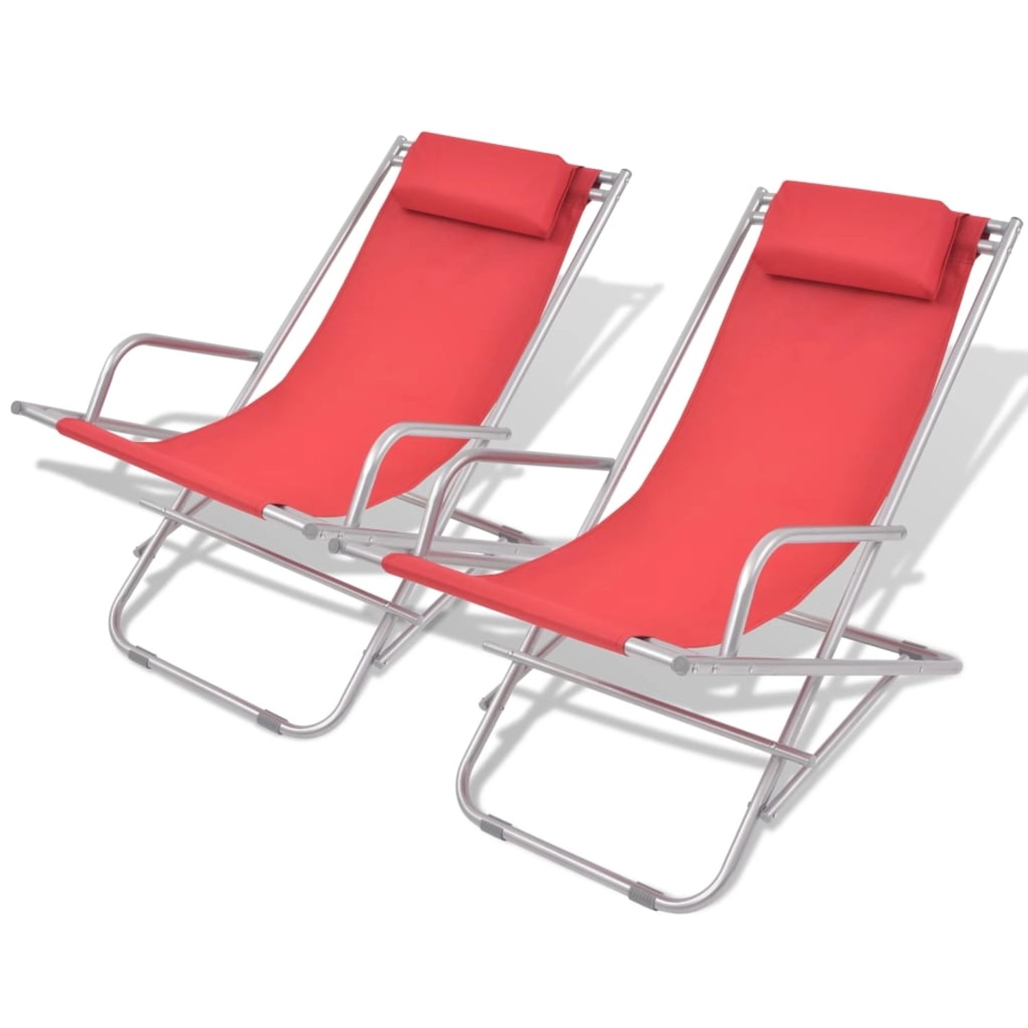 vidaXL Liegestühle 2 Stk Stahl Rot 42937