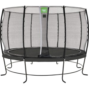 Schwarzes EXIT Lotus Classic Trampolin Ø 366 cm mit Sicherheitsnetz für den Garten.