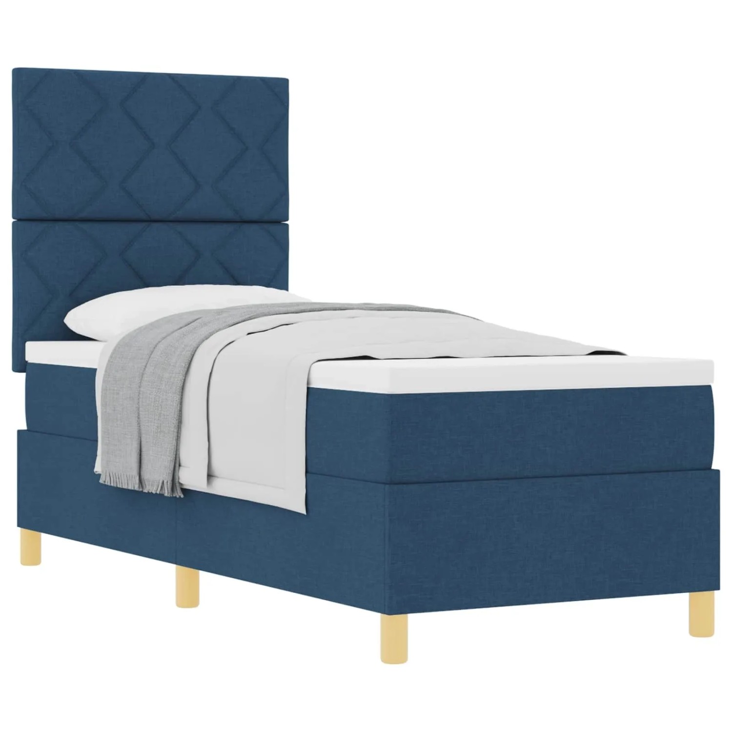vidaXL Boxspringbett mit Matratze mit Kopfteil Blau 80 x 200 cm Stoff 3339657