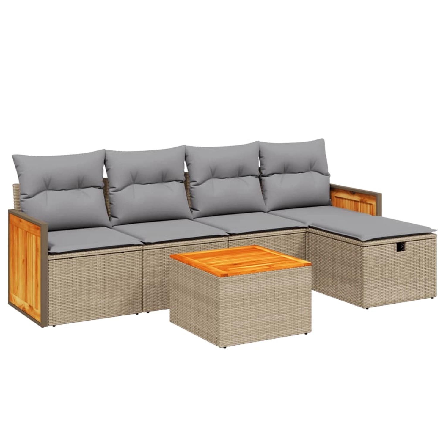 vidaXL 6-tlg Garten-Sofagarnitur mit Kissen Beige Poly Rattan Modell 231 günstig online kaufen