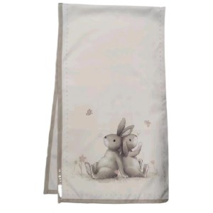 Beiger Tischläufer Knuffi mit Hasenmotiv, 40x140cm, für eine frühlingshafte Tischdeko.