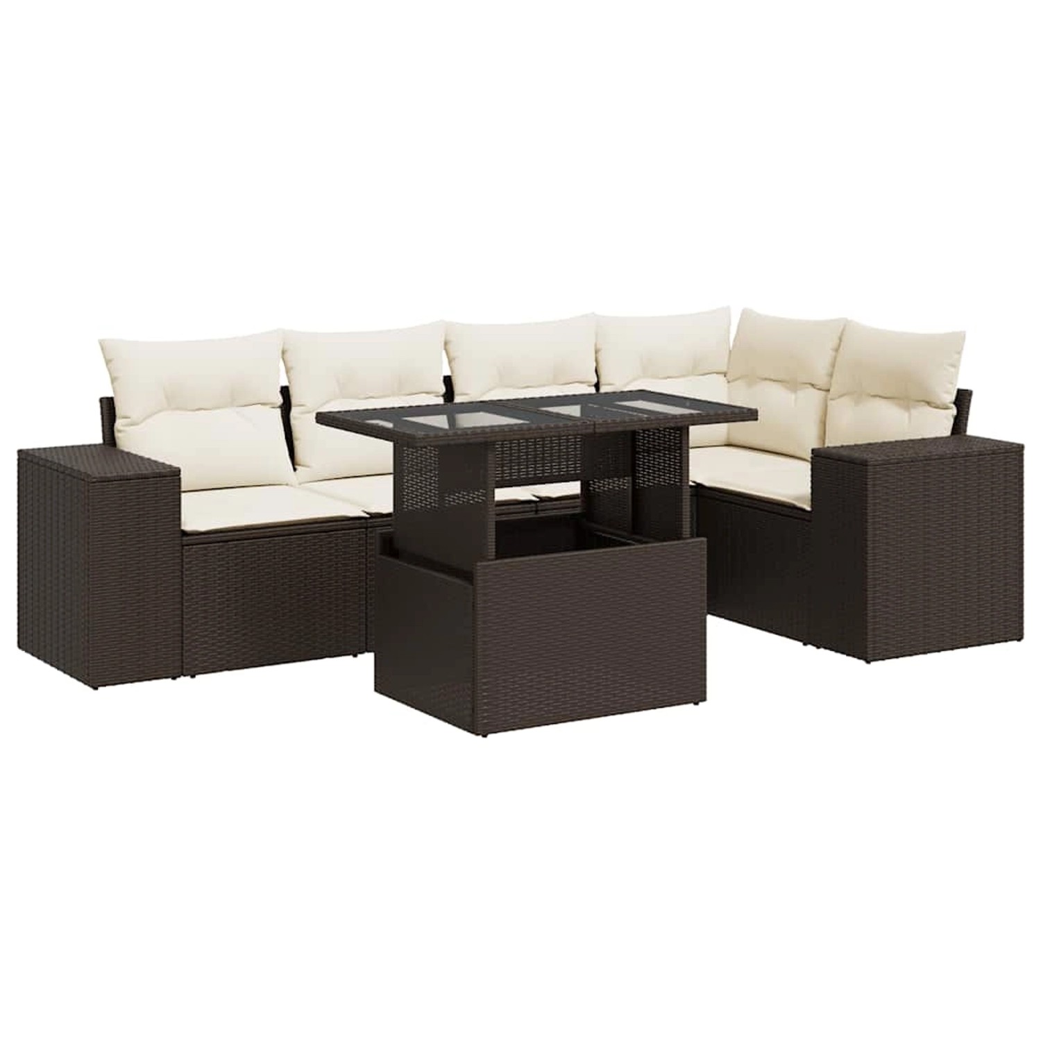 vidaXL 6-Tlg Garten-Sofagarnitur mit Kissen Braun Poly Rattan 3326804 günstig online kaufen