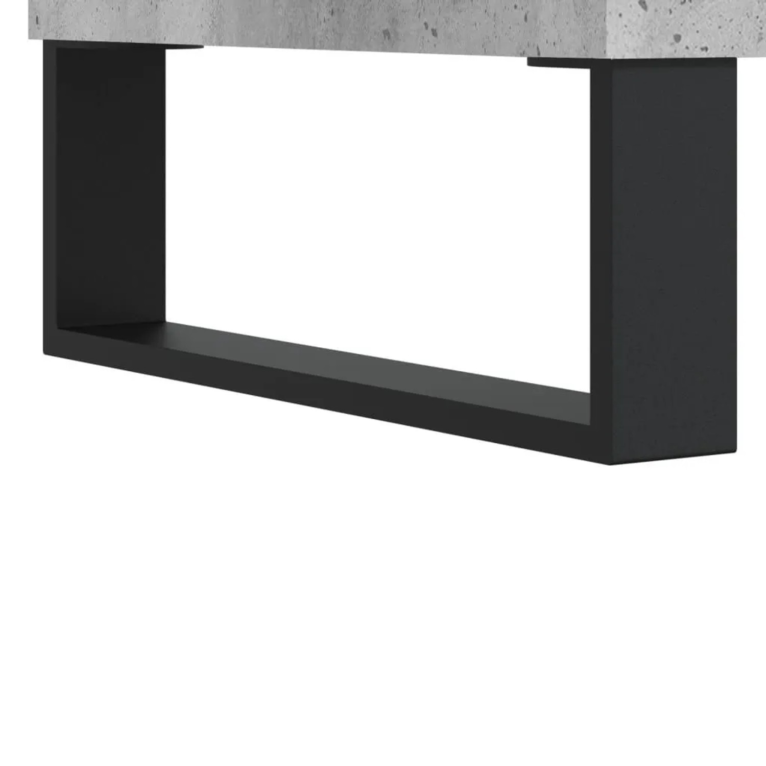 Detailansicht: Betongrauer vidaXL Plattenschrank mit schwarzen Eisenbeinen. Wohnzimmerschrank.