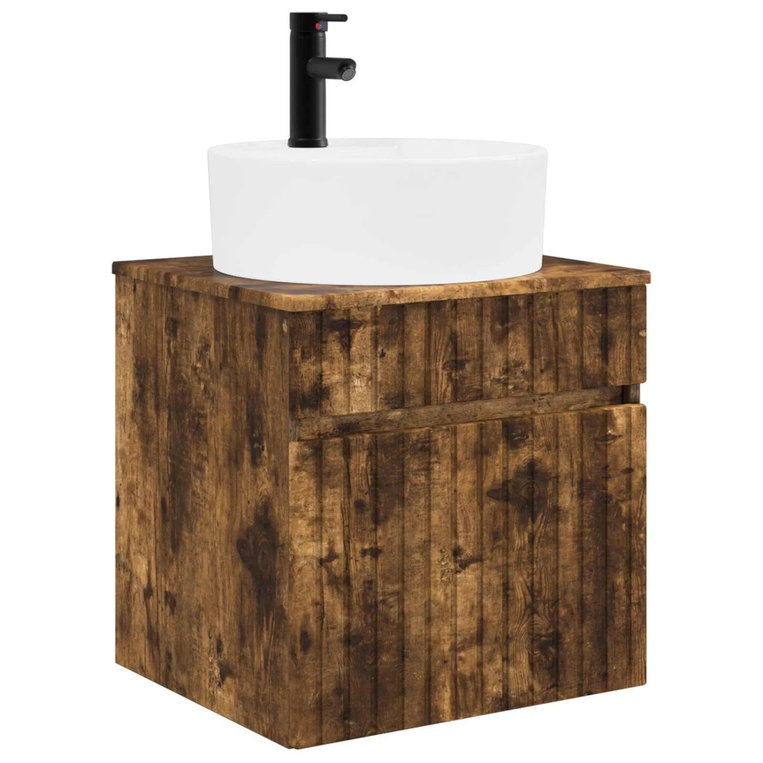 vidaXL Wandmontierte Waschbecken-Vanität Räuchereiche 890597