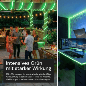 LUXULA LED Streifen Grün: Dekorative Weihnachtsbeleuchtung für Innen & Außen, wassergeschützt, kürzbar.