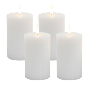 Relaxdays LED Kerzen 4er Set Echtwachs Weiß Flammenlos Flackernd 13 cm x 7,5 cm