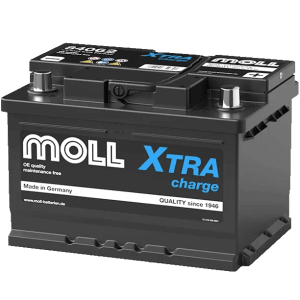 MOLL Xtra Charge Starterbatterie 12V 62Ah, schwarz, mit Anschlusspolen. Autoelektrik Made in Germany.
