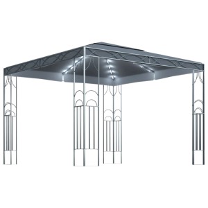 Anthrazitfarbener vidaXL Pavillon 300x300 mit LED-Lichterkette für Garten & Terrasse.